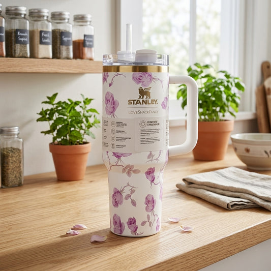 STANLEY Quencher H2.0 Tumbler 40 oz - Whit Pink Edition